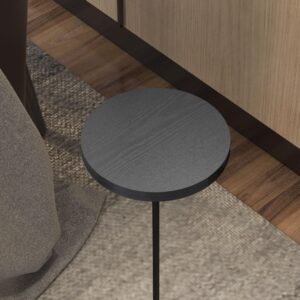 DREAMODERN Round Drink Table Small Side Table, Modern End Table Black Weighted Base Pedestal Table Martini Table for Living Room Bedroom Small Spaces Sofa Couch Chair - Black