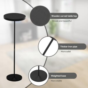 DREAMODERN Round Drink Table Small Side Table, Modern End Table Black Weighted Base Pedestal Table Martini Table for Living Room Bedroom Small Spaces Sofa Couch Chair - Black