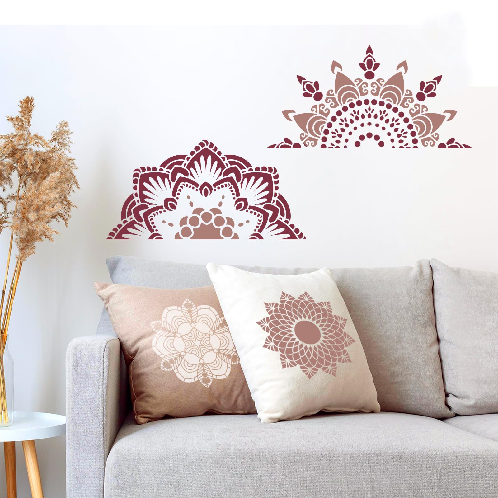 9 Pack Large Mandala Stencils for Painting Reusable Floral Mandala Drawing Stencils Mandala Painting Templates on Wood Floor Wall Tile Furniture Fabric Canvas Wood DIY Craft Art Supplies Home Decor