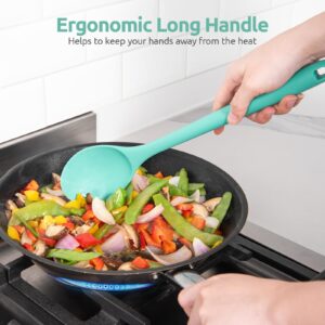 13.3" Solid Cooking Spoon: U-Taste 600ºF Heat Resistant Kitchen Mixing Spoon, Food Grade Nonstick Long and Large Rubber Soup Utensil for Serving, Stirring, Basting, for Pot Cookware (Aqua Sky)