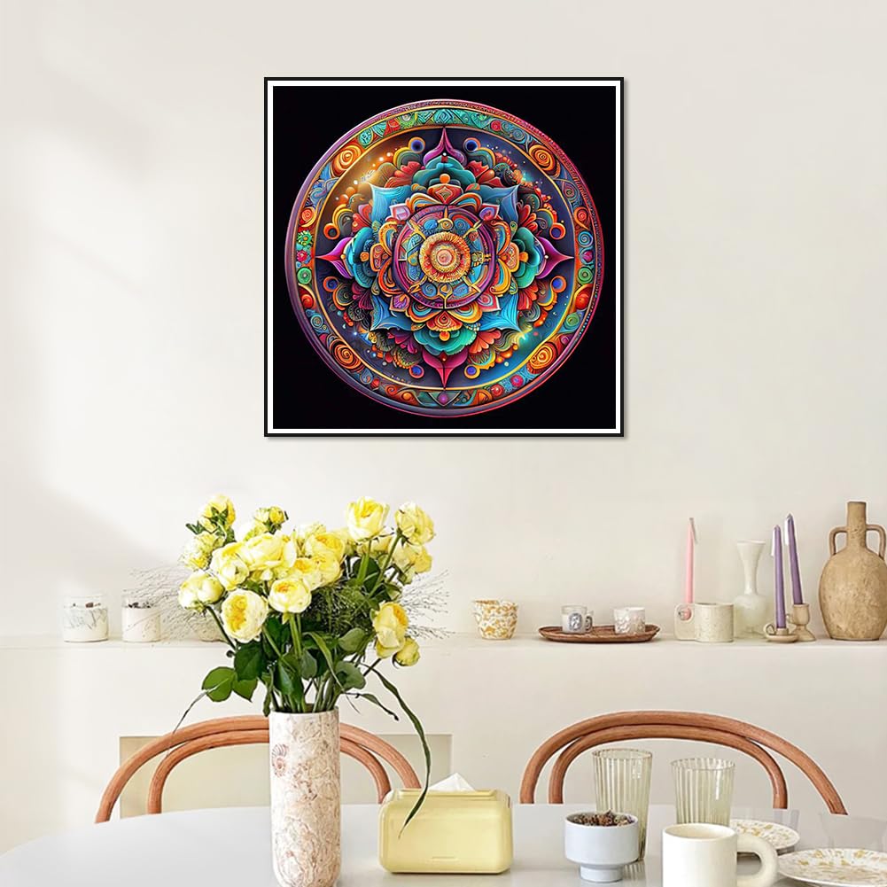 Stalente Diamond Painting Kits for Adults, 5D DIY Diamond Art Kits for Beginners Round Full Drill Diamond Painting for Home Wall Decoration Gift 12×12inch, Mandala