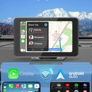 Wireless Car Stereo Compatable with Apple CarPlay and Android Auto,7" HD Portable Bluetooth CarPlay Touch Screen for Car,with Backup Camera Car play for all cars