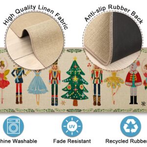 INFISIBLE Nutcracker Christmas Decor Kitchen Rugs Floor Mats Set of 2, Nutcrackers Xmas Gifts Indoor Christmas Decorations, Nutcracker Kitchen Floor Mats for in Front of Sink, Non Skid & Washable