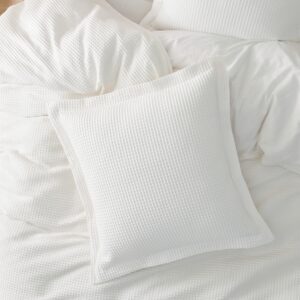 Bedsure Euro Sham Pillow Covers - 100% Cotton Waffle Weave Pillow Shams 2 Pack, Ultra Soft and Cozy Throw Pillow Covers for Bed Pillows, Decorative Euro Shams for Sofa and Couch, White, 26x26 Inches