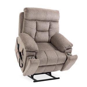 recliner chair lay flat infinite position dual motor stand up lift chair with massage and heat for adults,up to 400 lbs recliners with 2 remote controls and 2 cup holders