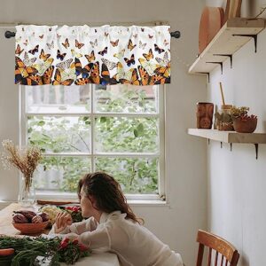 Butterfly Floral Window Kitchen Curtain Valance, Window Curtain Valance Rod Pocket, 1 Panel Short Valances Window Treatment for Living Room Bedroom Bathroom Cafe (60x18 Country Style Ombre Butterfly)