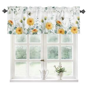 butterfly floral window kitchen curtain valance, window curtain valance rod pocket, 1 panel short valances window treatment for living room bedroom bathroom cafe (42x18 country style butterfly)