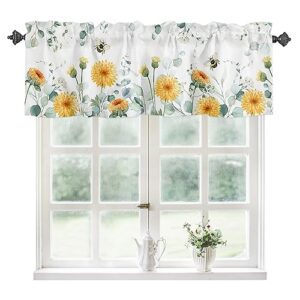 Butterfly Floral Window Kitchen Curtain Valance, Window Curtain Valance Rod Pocket, 1 Panel Short Valances Window Treatment for Living Room Bedroom Bathroom Cafe (42x18 Country Style Butterfly)