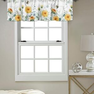 Butterfly Floral Window Kitchen Curtain Valance, Window Curtain Valance Rod Pocket, 1 Panel Short Valances Window Treatment for Living Room Bedroom Bathroom Cafe (42x18 Country Style Butterfly)