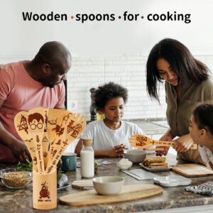 Harry Gifts for Women Kitchen Accessories Wooden Spoons for Cooking Utensils Set 7pcs Magic Wizard Spoon for Wedding&Housewarming-Wooden Spatula for Birthday Gift