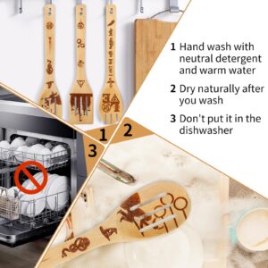 Harry Gifts for Women Kitchen Accessories Wooden Spoons for Cooking Utensils Set 7pcs Magic Wizard Spoon for Wedding&Housewarming-Wooden Spatula for Birthday Gift