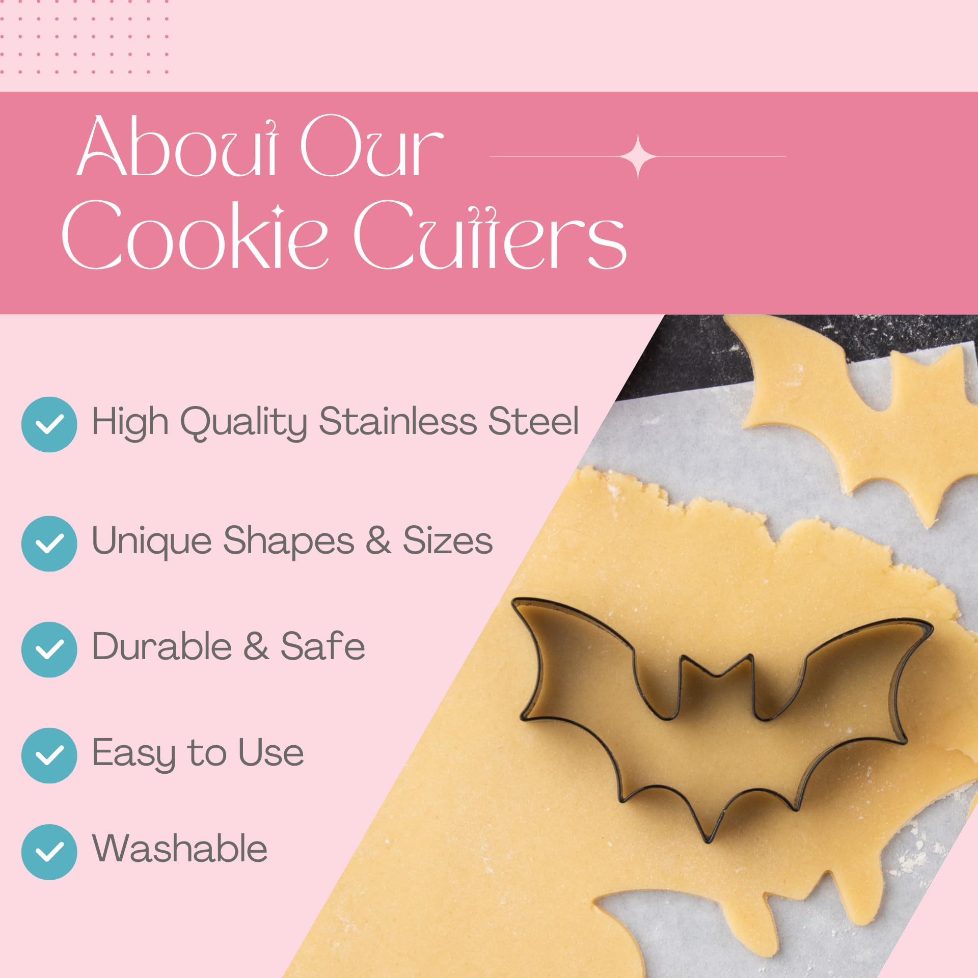 Cookie Cutter Kingdom, Bat Cookie Cutter, Halloween, Stainless Steel, Beautful Coated Finish, Mold for Cakes Biscuits and Sandwiches (Bat - Single)