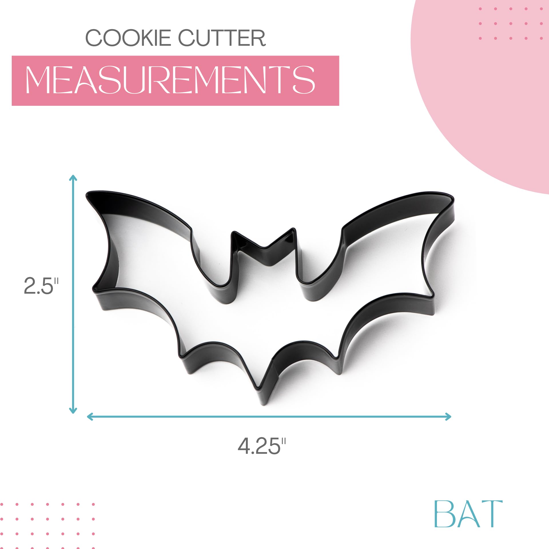 Cookie Cutter Kingdom, Bat Cookie Cutter, Halloween, Stainless Steel, Beautful Coated Finish, Mold for Cakes Biscuits and Sandwiches (Bat - Single)