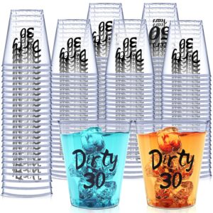 kzeirm 110pcs dirty 30 plastic shot glasses disposable 2oz cups, happy 30th birthday decorations for him and her whiskey women men anniversary wedding, shot cups for party favors