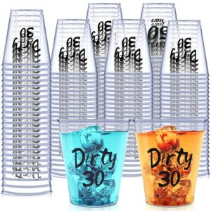 Kzeirm 110PCS Dirty 30 Plastic Shot Glasses Disposable 2oz Cups, Happy 30th Birthday Decorations for Him and Her Whiskey Women Men Anniversary Wedding, Shot Cups for Party Favors