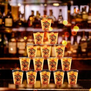 Kzeirm 110PCS Dirty 30 Plastic Shot Glasses Disposable 2oz Cups, Happy 30th Birthday Decorations for Him and Her Whiskey Women Men Anniversary Wedding, Shot Cups for Party Favors