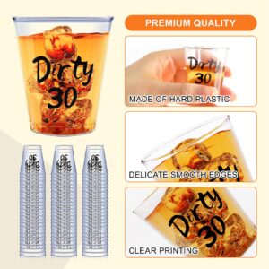 Kzeirm 110PCS Dirty 30 Plastic Shot Glasses Disposable 2oz Cups, Happy 30th Birthday Decorations for Him and Her Whiskey Women Men Anniversary Wedding, Shot Cups for Party Favors