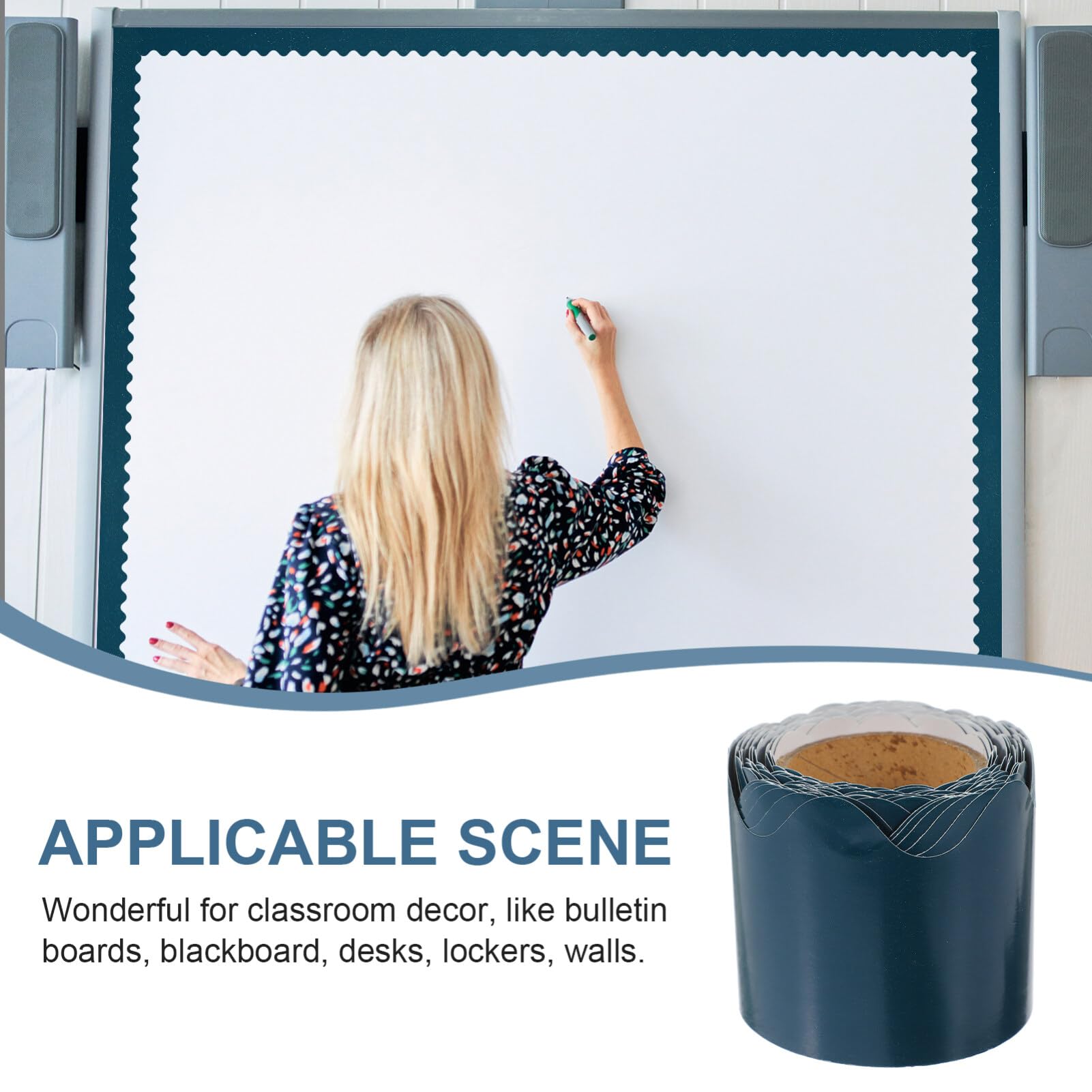 MAGICLULU 1 Roll Decor Chalkboard Bulletin Board Festival Border Paper Festival Accessories Bulletin Scalloped Borders Bulletin Accessory Borders Classroom Bulletin Coated Paper Trim Cartoon