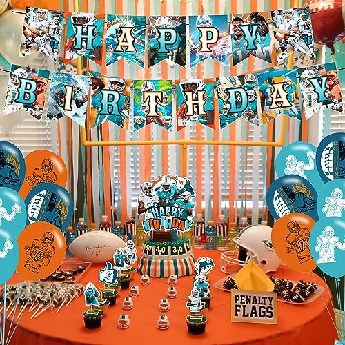 Dolphins Party Decorations,Dolphins Birthday Party Supplies Includes Banner - Cake Topper - 12 Cupcake Toppers - 18 Balloons