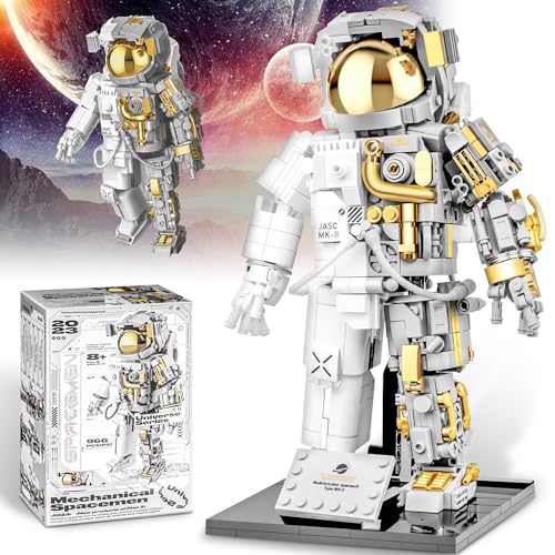 blast orby Space Astronaut Building Block Set, 966 Pcs Astronaut Building Set for Adults, Space Building Kit Toys Gifts for Kids 8-14 with Display Stand