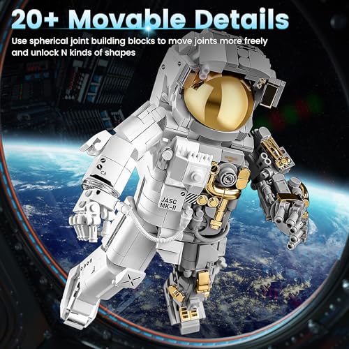 blast orby Space Astronaut Building Block Set, 966 Pcs Astronaut Building Set for Adults, Space Building Kit Toys Gifts for Kids 8-14 with Display Stand