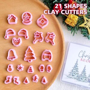 KEOKER Christmas Clay Cutters, Christmas Clay Cutters for Jewelry Making, 21 Shapes Christmas Clay Earrings Cutters, Christmas Polymer Clay Cutters (All)