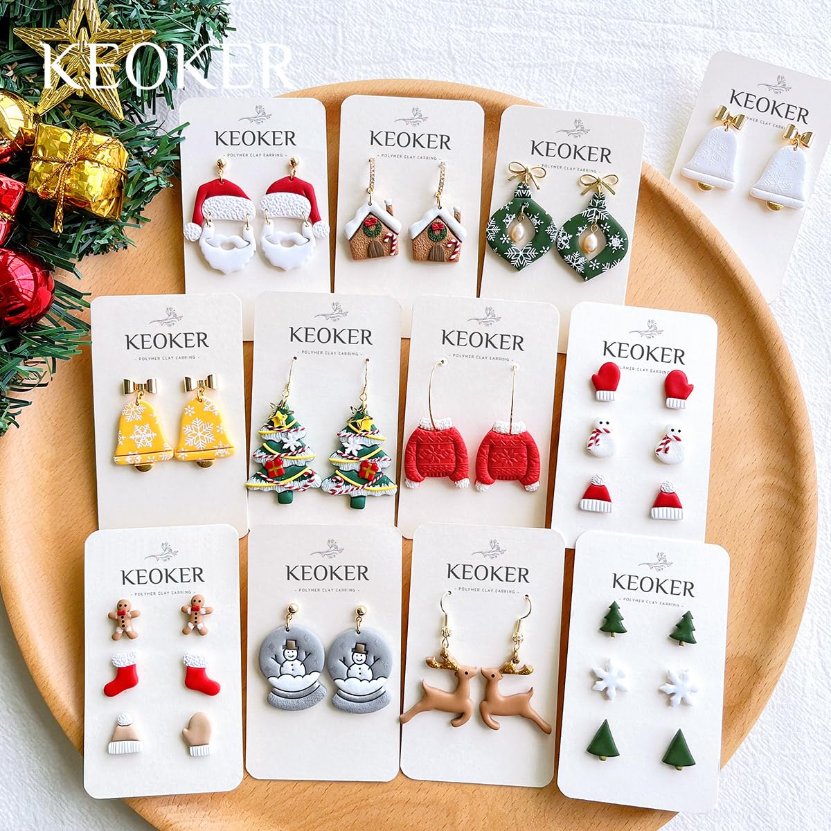 KEOKER Christmas Clay Cutters, Christmas Clay Cutters for Jewelry Making, 21 Shapes Christmas Clay Earrings Cutters, Christmas Polymer Clay Cutters (All)