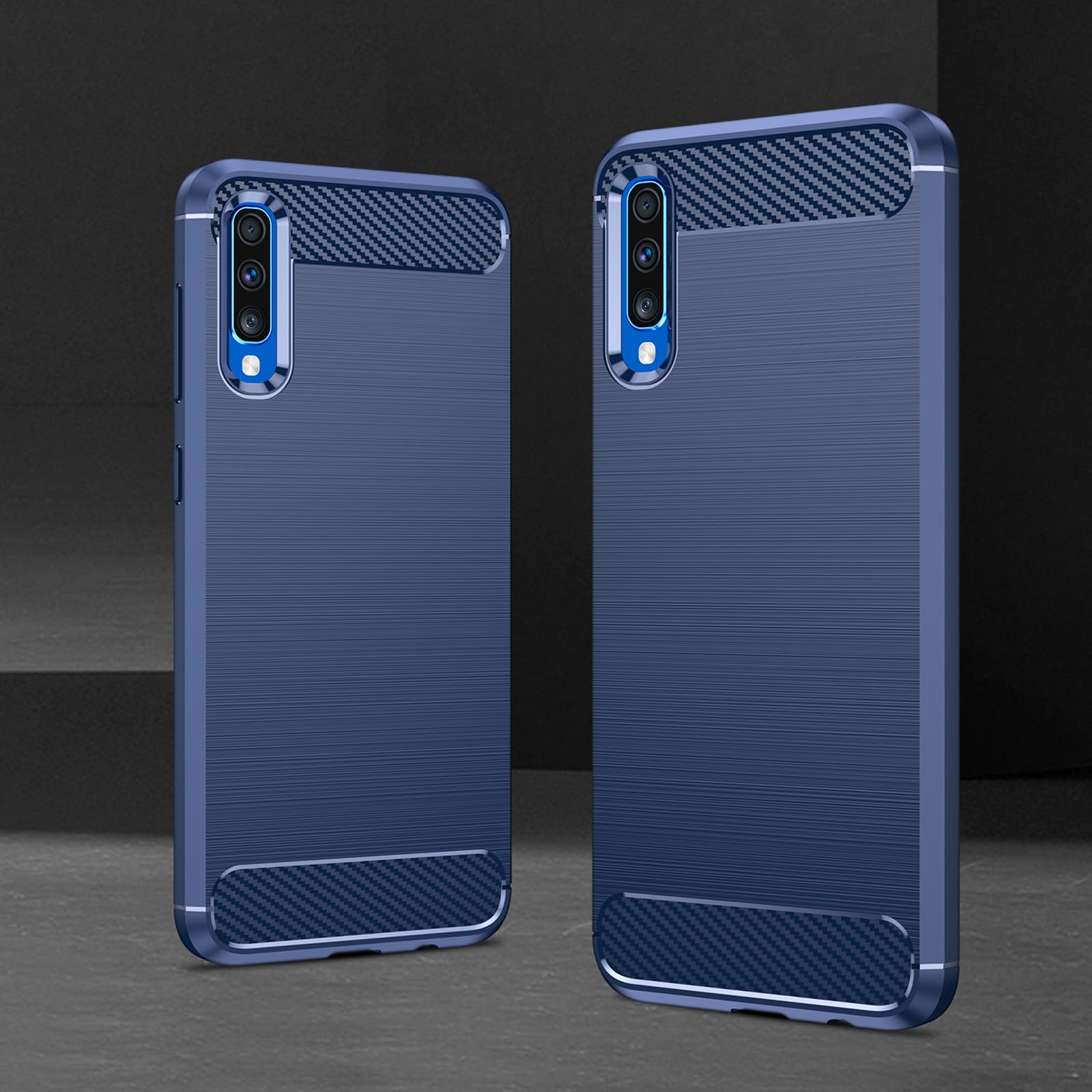 EUAGVQY for Samsung A50 Galaxy A50 Galaxy A50S Case Carbon Fiber Soft TPU Anti-Slip Durable Lightweight Protective Phone Cover for Samsung Galaxy A50（Blue）