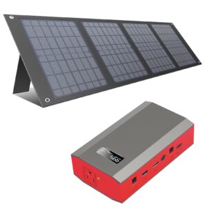 zerokor portable power bank with solar panel 40w, portable laptop charger with ac outlet for home use tent camping rv life