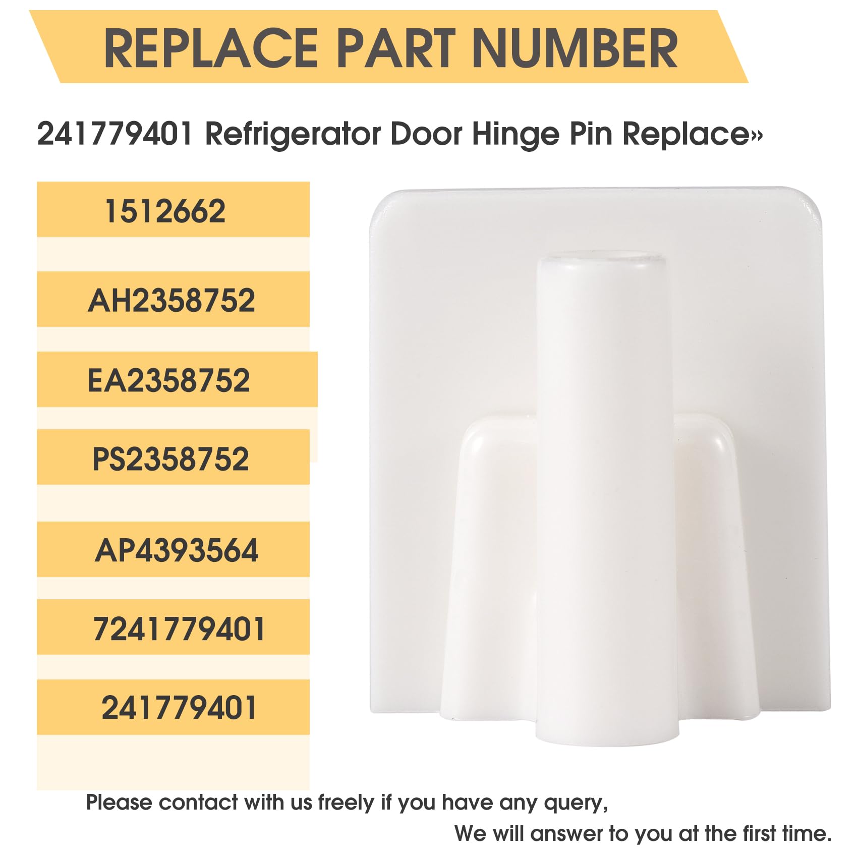 241779401 Refrigerator Door Hinge Pin Compatible with Frigidaire Electrolux Kenmore Refrigerator Door 1512662 AP4393564 AH2358752 EA2358752 PS2358752, Mullion, Upper or Lower Hinge Pin 1 Pack