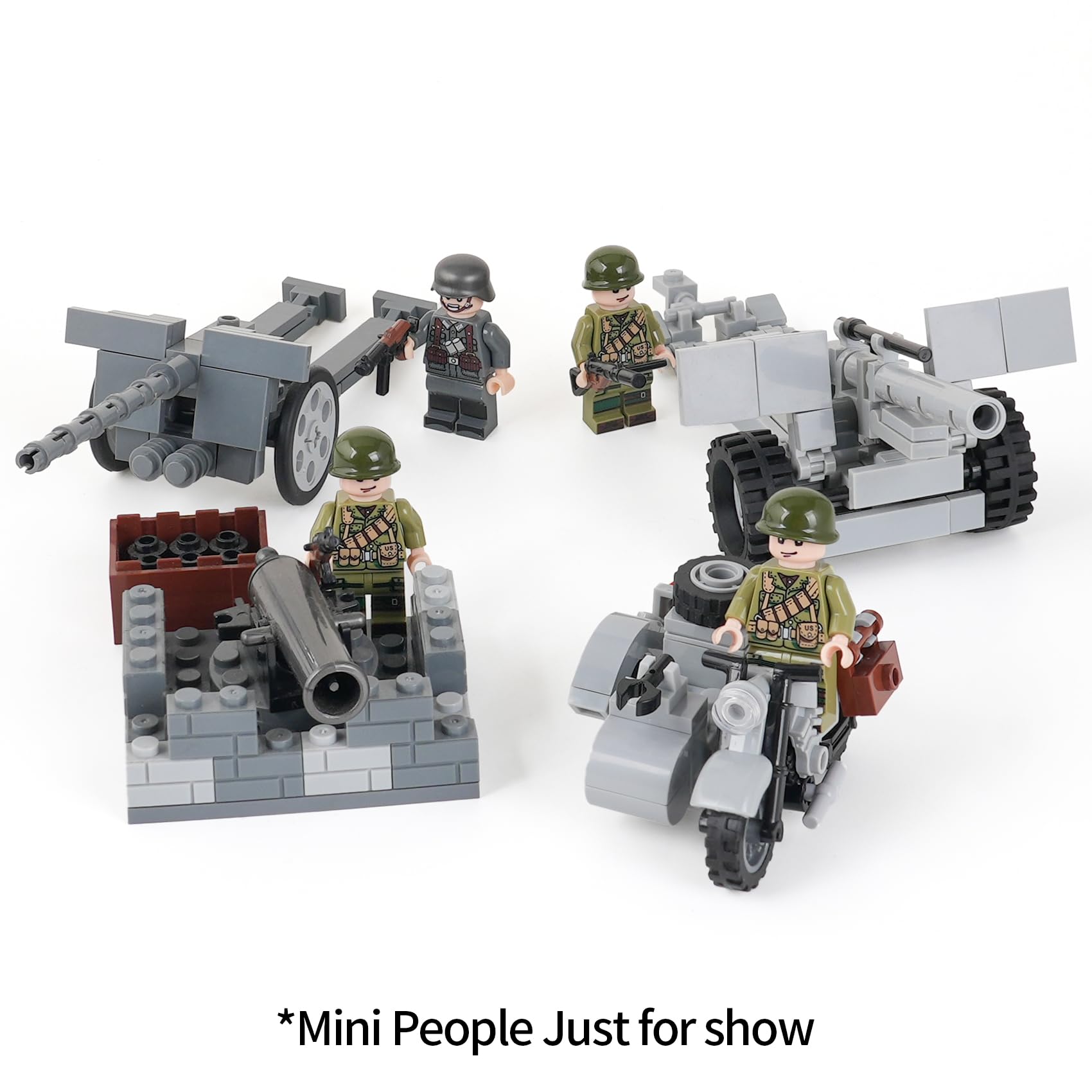 MOOXI WW2 Artillery Weapons Building Blocks Set(710PCS).MOC Military Bricks Parts Toys Sets for Boys.