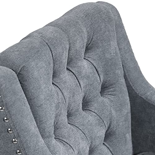 GIA Home Furniture Series Polyester Linen Armchair with Button Tufted Upholstered Accent Chair for Living Room, Reading, Bedroom, Gray