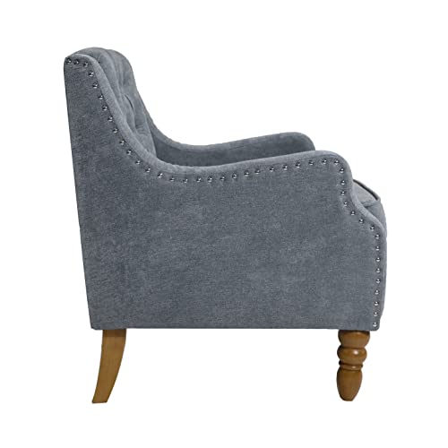 GIA Home Furniture Series Polyester Linen Armchair with Button Tufted Upholstered Accent Chair for Living Room, Reading, Bedroom, Gray