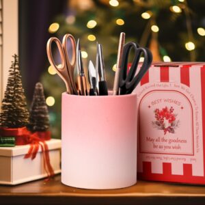 ComSaf Ceramic Pen Holder Minimalist Pencil Holder for Desk Home Office Decor Cute Pencil Cup for Kid Gift Classroom School Desk Organization