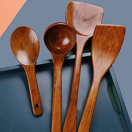 Spoon Wooden Spoons for Cooking Salad Fork Long Handle Utensils Set Suit Non-stick Pan Kitchen Tool