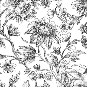 Cohoo Home Black and White Floral Wallpaper Peel and Stick Wallpaper Floral Flower Contact Paper for Cabinets and Drawers Sunflower Wallpaper Self-Adhesive Wallpaper Bedroom Vintage Accent 17.3×78.7”