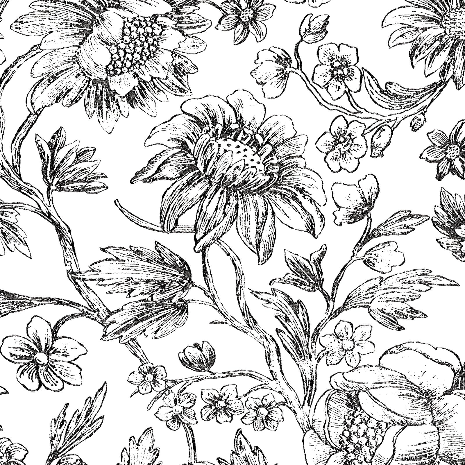 Cohoo Home Black and White Floral Wallpaper Peel and Stick Wallpaper Floral Flower Contact Paper for Cabinets and Drawers Sunflower Wallpaper Self-Adhesive Wallpaper Bedroom Vintage Accent 17.3×78.7”