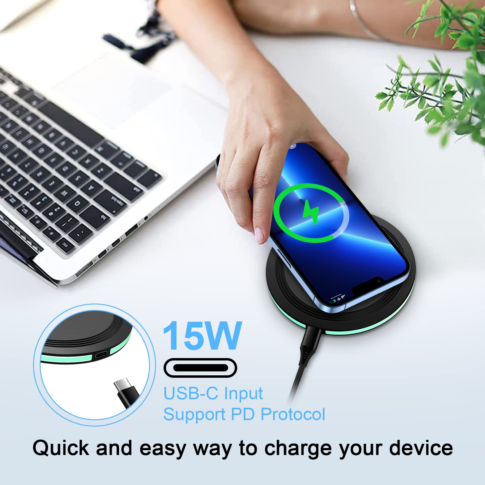 15W Wireless Charger Pixel Fast Charging Station for Google 8A 8 Pro 7 Pro 7A 6 Pro 5 4XL,Wireless Charger Pad with QC Adapter Samsung Galaxy S24 S23 FE S22 S21 S20 Note 20,Motorola Edge X50 Ultra Pro