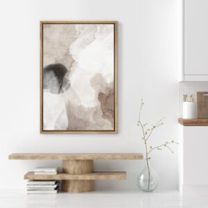 SIGNWIN Framed Canvas Print Wall Art Pastel Grunge Watercolor Gray Abstract Shapes Illustrations Modern Art Minimalism for Living Room, Bedroom, Office - 24"x36" NATURAL