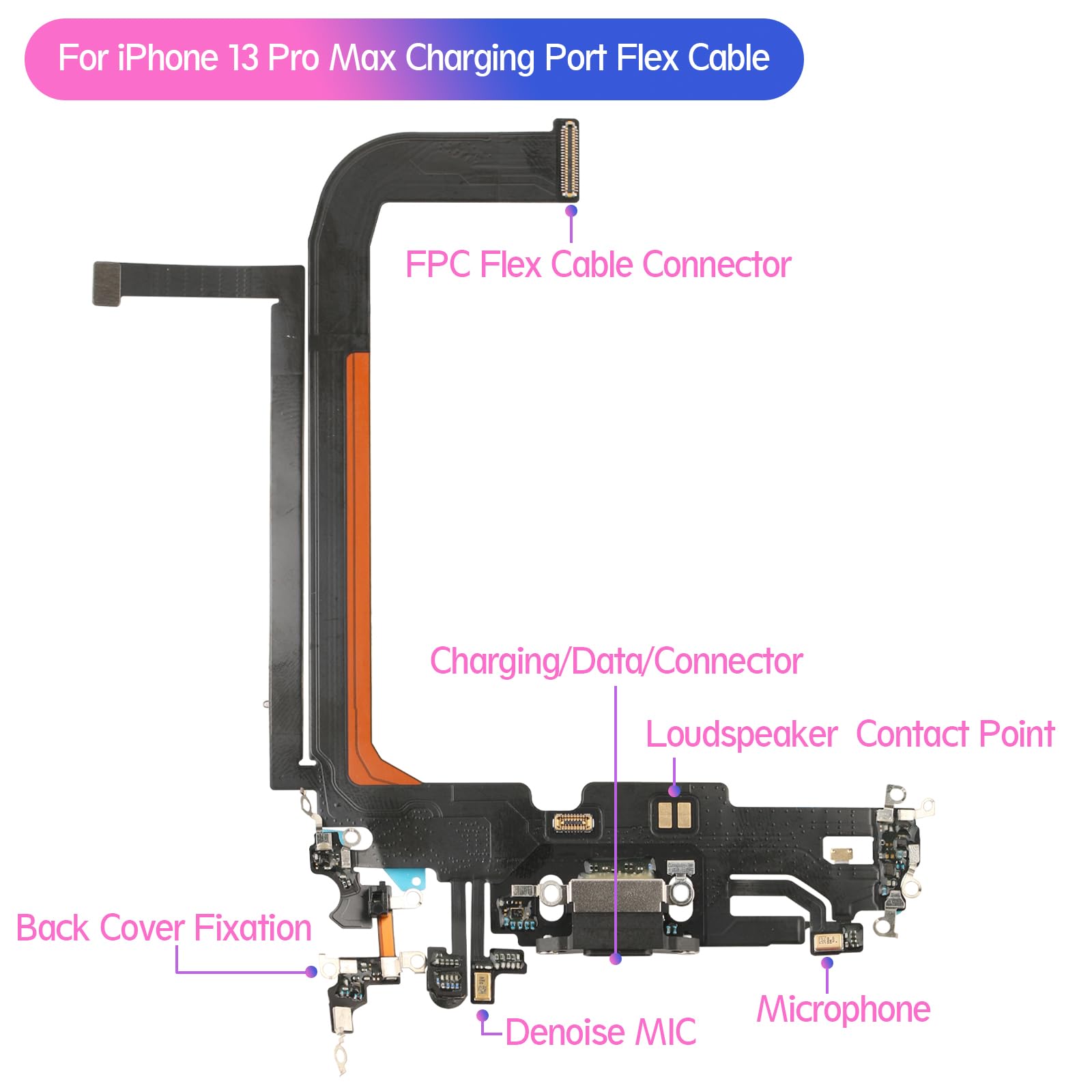 YWLRONG Dock Connector for iPhone 13 Pro Max Charging Port Flex Cable Replacement for iPhone 13 Pro Max USB Charger Dock Board Connector with Tools