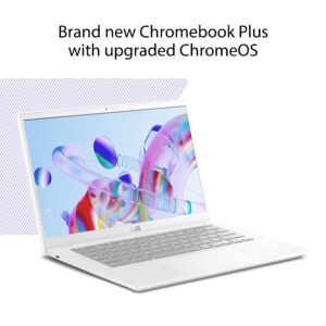 ASUS Chromebook Plus CX34 Laptop with Google AI, 14" Display (1920x1080), Intel® Core™ i3-1215U Processor, 8GB RAM, 256GB UFS Storage, ChromeOS, White, CX3402CBA-DH386-WH