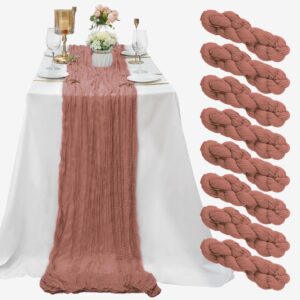 8 pack dusty blush cheesecloth table runner 10ft gauze cheese cloth 35x120 inch boho table runner romantic table runner long table cover for wedding bridal shower fall thanksgiving christmas décor