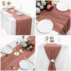 8 Pack Dusty Blush Cheesecloth Table Runner 10Ft Gauze Cheese Cloth 35x120 Inch Boho Table Runner Romantic Table Runner Long Table Cover for Wedding Bridal Shower Fall Thanksgiving Christmas Décor