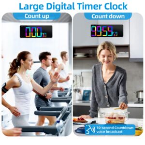 XINKORA Large Digital Wall Clock with Remote Control, Dual Alarm Clock with 13.7" Large LED Display, RGB Color Changing Big Digital Timer Clock with Temperature for Living Room, Classroom