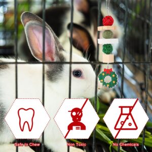 Shappy 9 Pcs Christmas Guinea Pig Toys Xmas Bunny Rabbit Hamster Chinchilla Hanging Toys for Teeth Grinding Natural Apple Wood Grass Treats Cage Chews for Small Pets Gifts