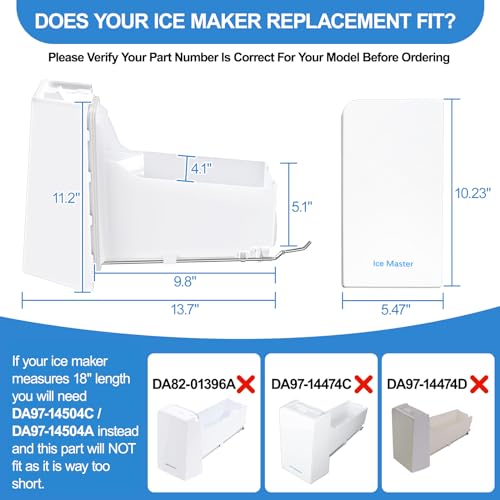 UPGRADED DA97-14504C Refrigerator Ice Bucket Compatible with Samsung Ice Bucket Replacement Ice Maker Tray Parts DA97-14504A Ice Container, AP6039681 RF23HCEDBSR RF22KREDBSR RF23J9011SR Ice Bin