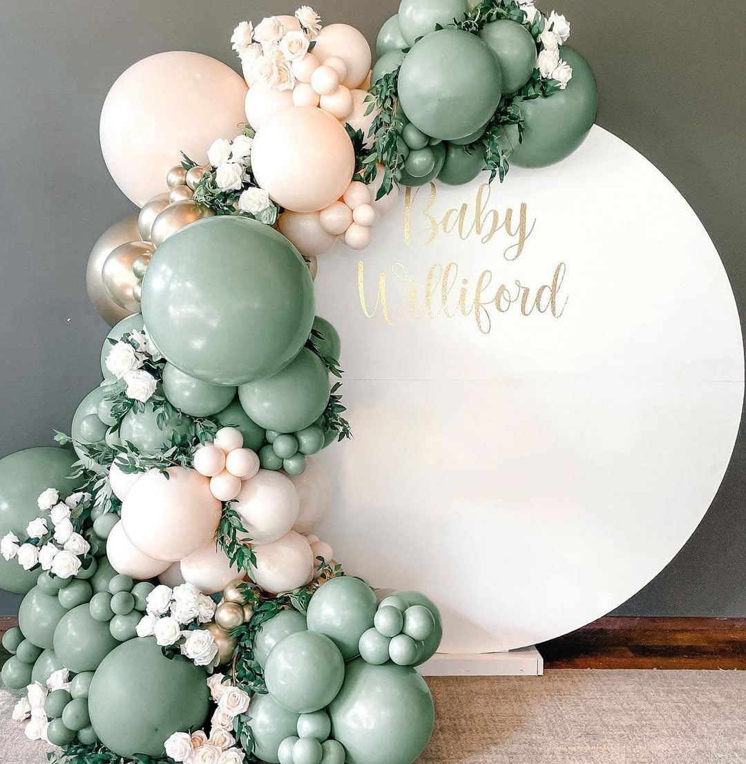 Dusty Green Balloon Garland Double Stuffed Olive Green Balloon Different Size Retro Mint Green Balloon Arch Kit for Birthday Wedding Baby Shower Bridal Shower Engagement Party Decor