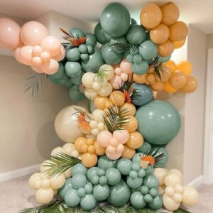 Dusty Green Balloon Garland Double Stuffed Olive Green Balloon Different Size Retro Mint Green Balloon Arch Kit for Birthday Wedding Baby Shower Bridal Shower Engagement Party Decor