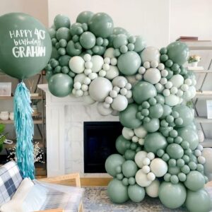 Dusty Green Balloon Garland Double Stuffed Olive Green Balloon Different Size Retro Mint Green Balloon Arch Kit for Birthday Wedding Baby Shower Bridal Shower Engagement Party Decor