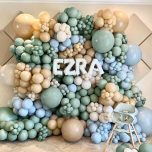 Dusty Green Balloon Garland Double Stuffed Olive Green Balloon Different Size Retro Mint Green Balloon Arch Kit for Birthday Wedding Baby Shower Bridal Shower Engagement Party Decor